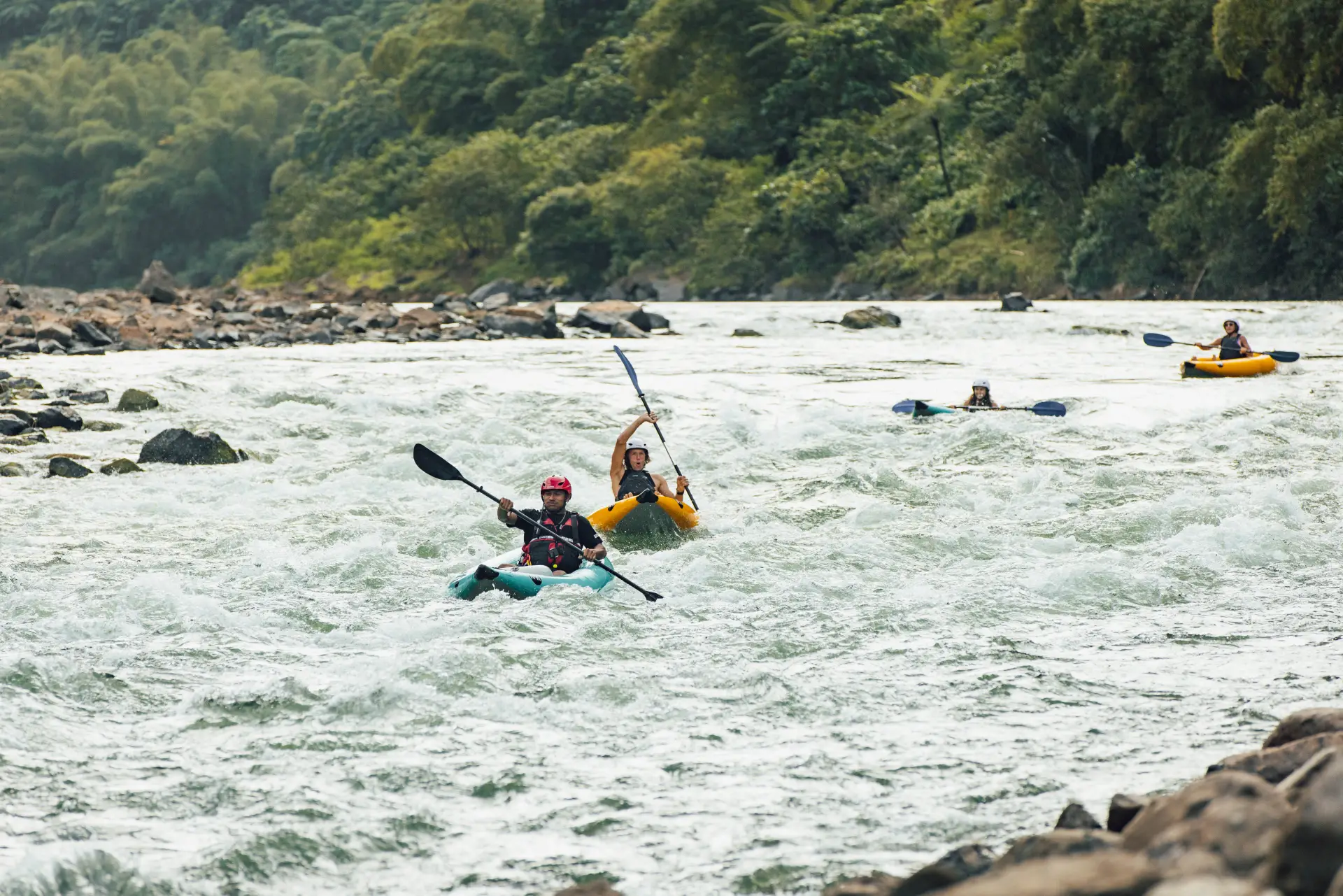 Kayaking Fiji river